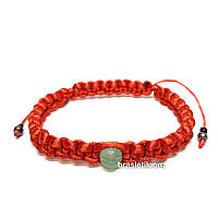 Браслет плетений «Червона нитка» із каменем Нефрит