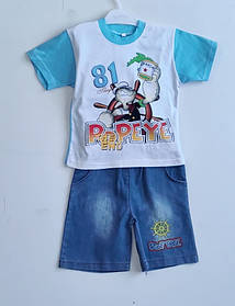 Костюм для хлопчика літній, джинсові шорти та футболка 98,