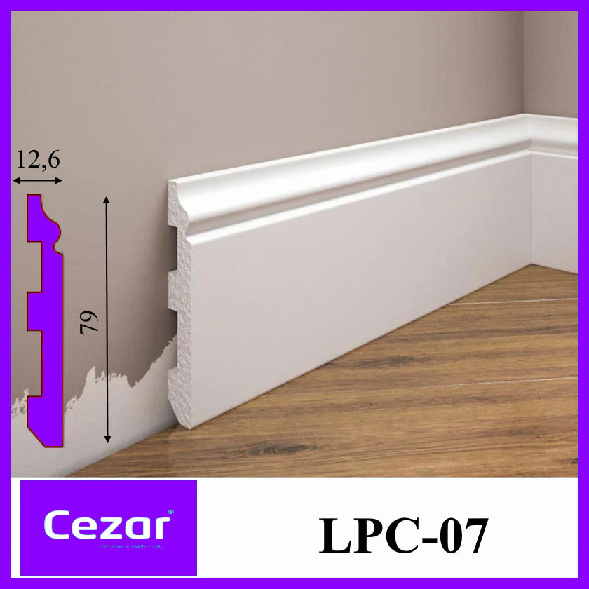 Ударостійкий плінтус Cezar з дюрополімеру LPC-07, висотою 79 мм. Польща. Доставка, фото 1