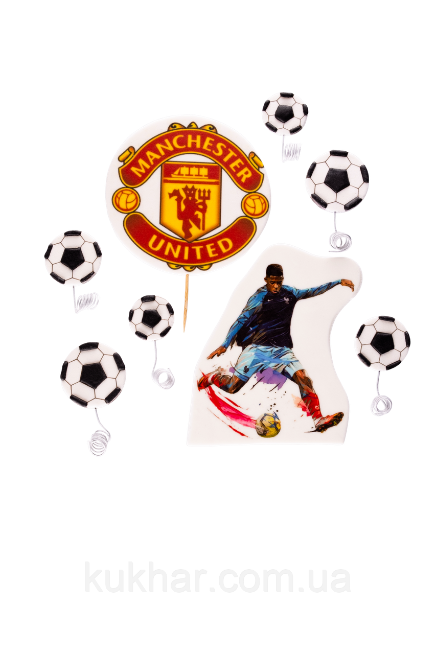 Прикраси на торт набір "Футбольний" 2D (Манчестер), фото 1