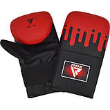 Боксерські снарядні рукавички шкіра RDX Black Red чорні з червоним, фото 2