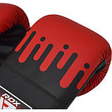 Боксерські снарядні рукавички шкіра RDX Black Red чорні з червоним, фото 4