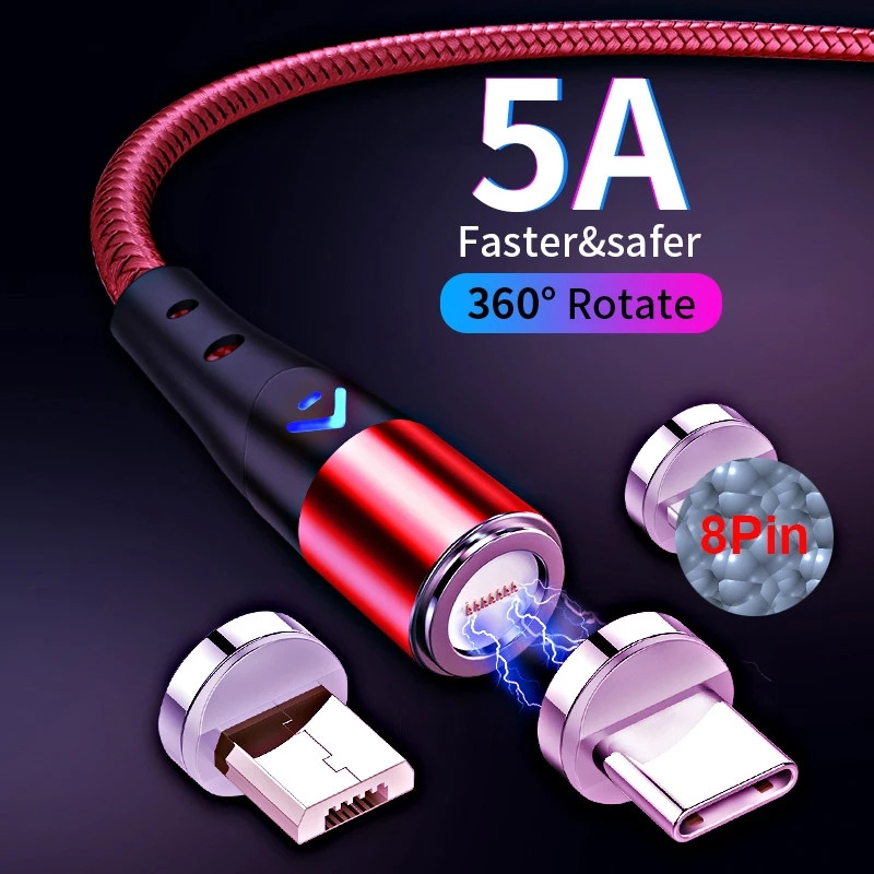 Магнітний USB-кабель GARAS для 5A кабель для швидкого зарядку QC3.0 (Type C)