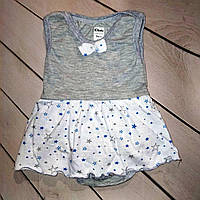 Боді сірий зі спідничкою сіро-синіми зірочками, бавовна
