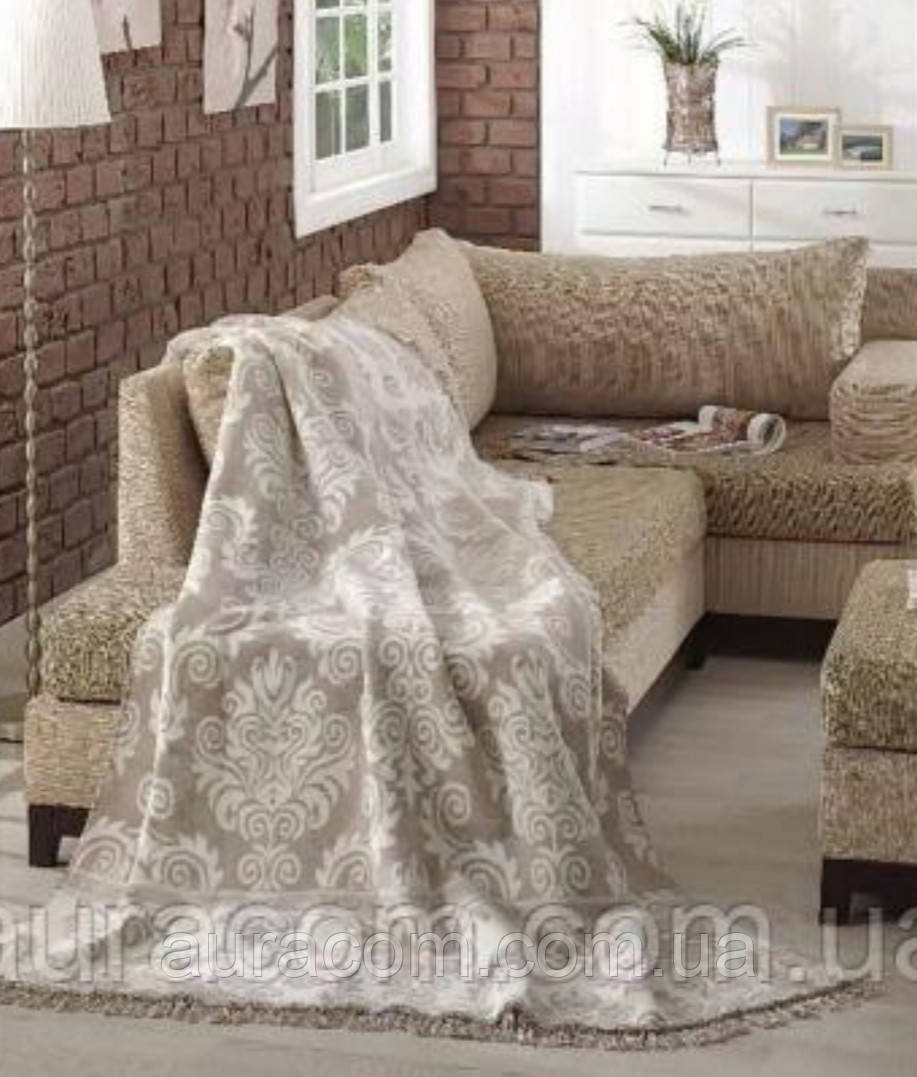 Теплий, легкий плед, Євро розмір, з вензелем, євро розмір, Туреччина, фото 1