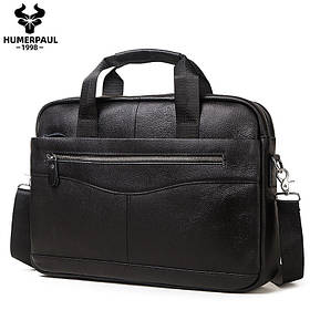 Портфель чоловічий шкіряний діловий. Сумка для ноутбука з натуральної шкіри (чорний)