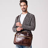 Портфель чоловічий шкіряний діловий. Сумка для ноутбука з натуральної шкіри (чорний), фото 8