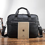Портфель чоловічий шкіряний діловий. Сумка для ноутбука з натуральної шкіри (чорний), фото 6