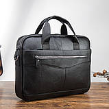 Портфель чоловічий шкіряний діловий. Сумка для ноутбука з натуральної шкіри (чорний), фото 3