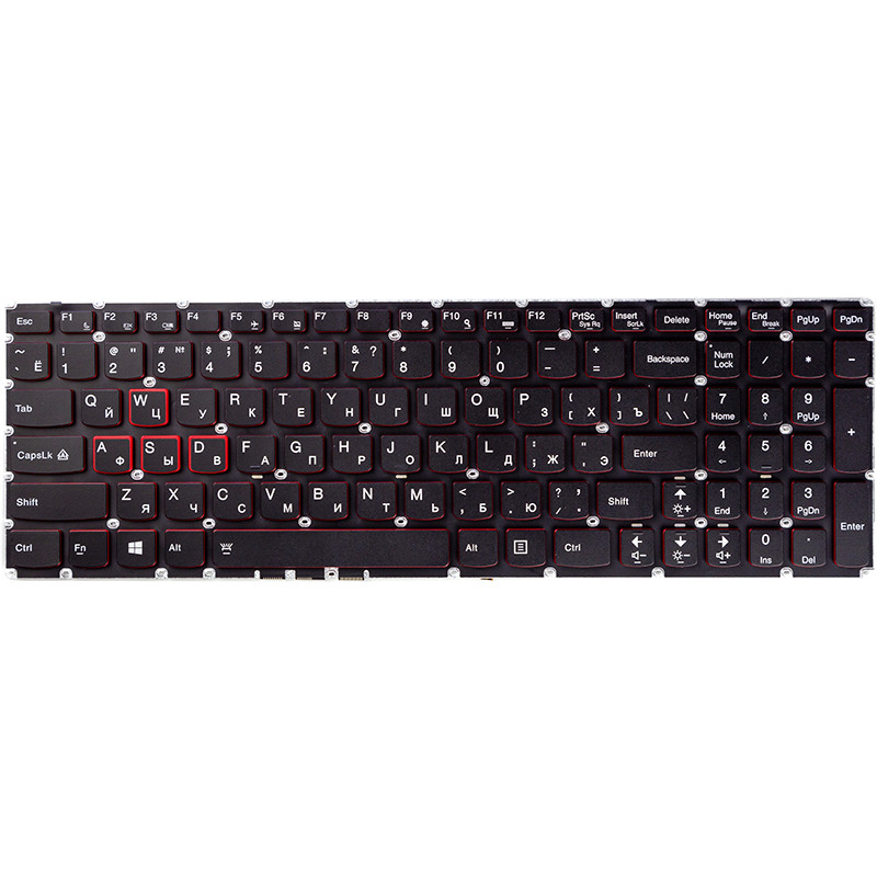 Клавіатура для ноутбука LENOVO Ideapad Y700, Y700-15ISK чорний, підсвітка, фото 1
