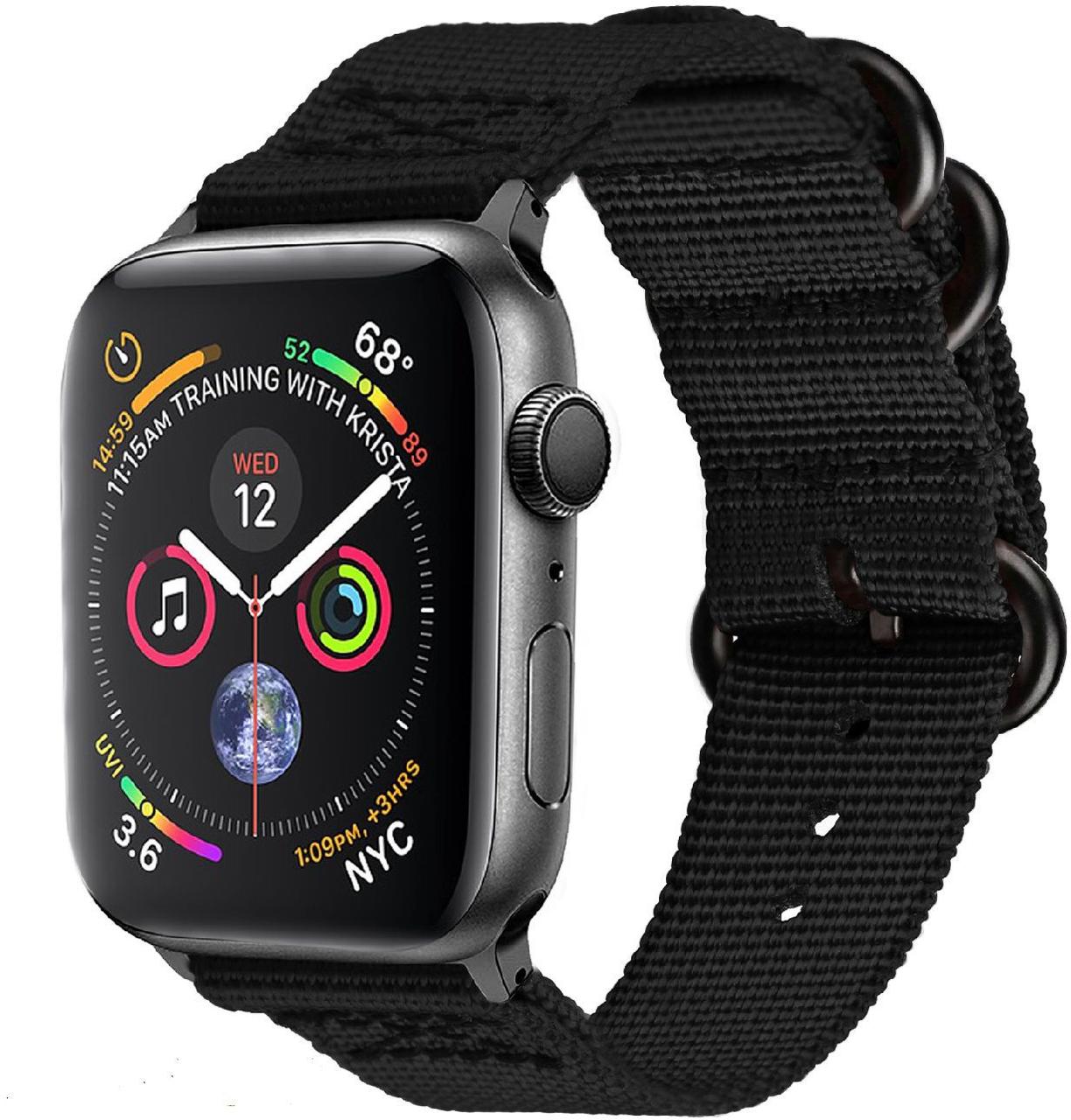 Нейлоновий ремінець Promate Nylox-38 для Apple Watch 38-40 мм Black (nylox-38.black)