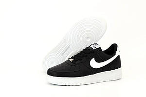 Чоловічі шкіряні кросівки Nike Air Force 1 Low Black White (Кросівки Найк Аір Форс низькі чорно-білі)