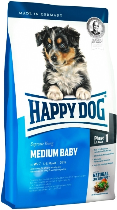 Happy Dog Supreme Young Medium Baby (Хеппі Дог Медіум Бебі) сухий корм для цуценят середніх порід з 4 тижнів