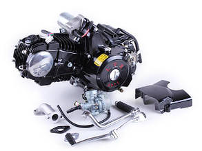 Двигун Дельта/Альфа/Актив (125CC) - механіка (з ел.стартером, карбюратором, алюмінієва ЦПГ) BLACK - TATA L