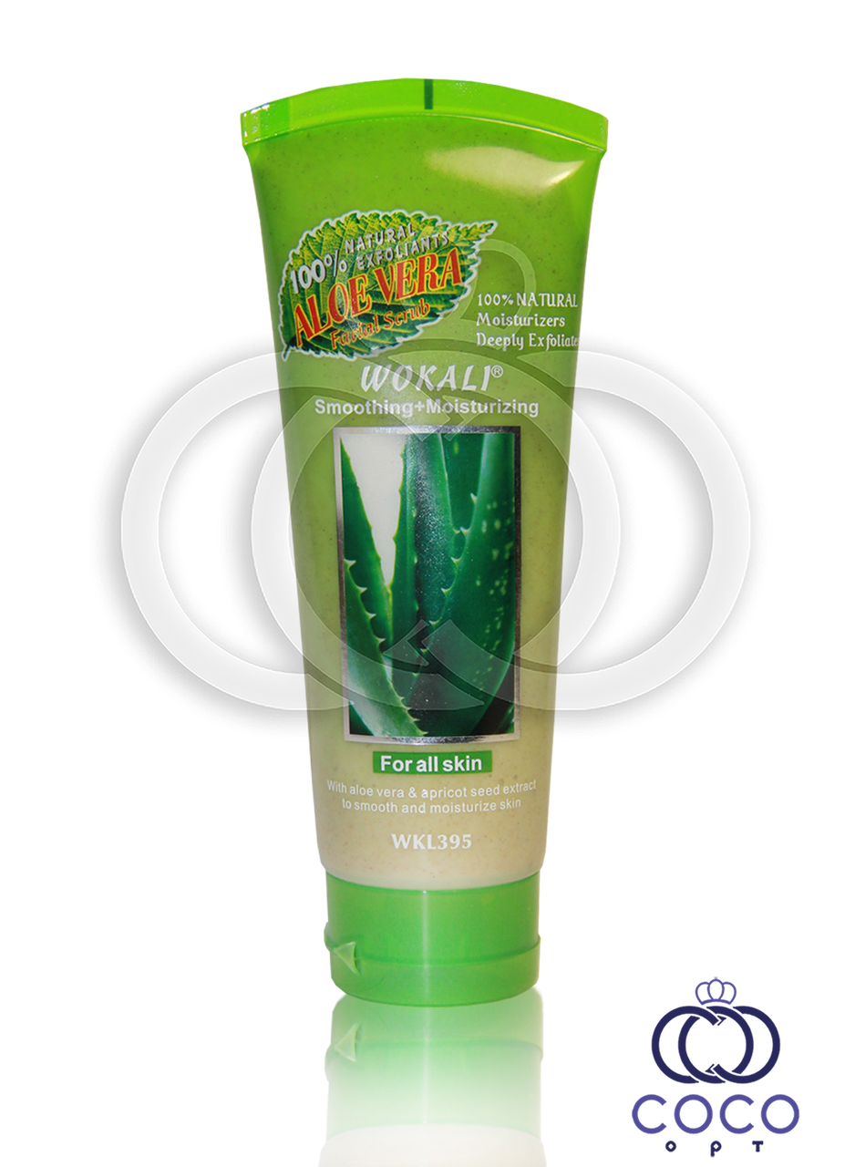 Скраб для обличчя Wokali Smoothing+Moisturizing Aloe Vera з екстрактом алое, фото 1