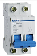Модульний автоматичний вимикач CHINT Electric NXB-63 2P 10А 6кА х-ка C для кріплення на DIN-рейку
