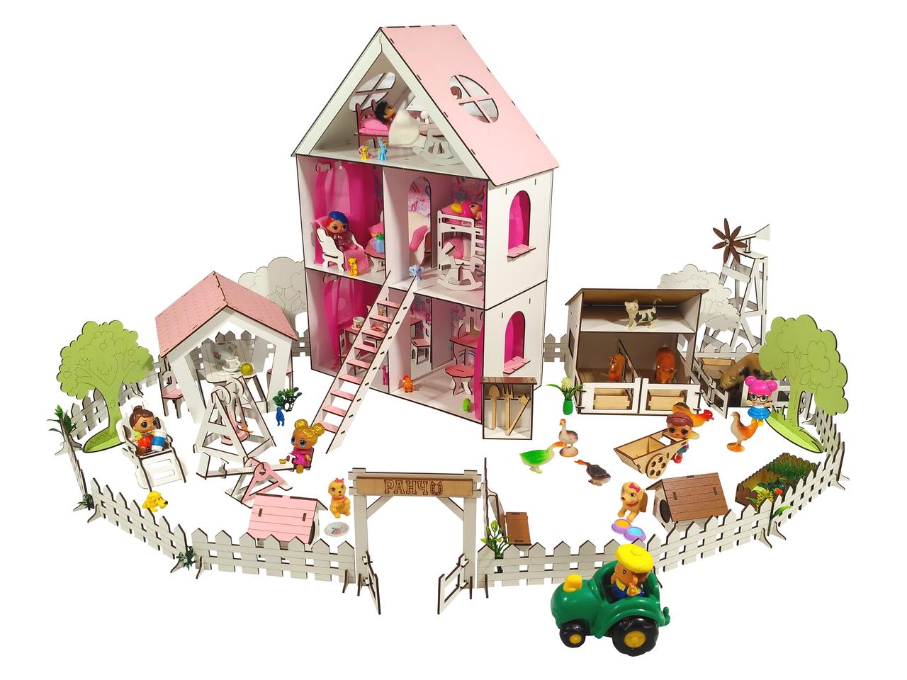 Ляльковий будиночок FANA для ляльок LOL з меблями, двориком і фермою LITTLE FUN maxi(2125)