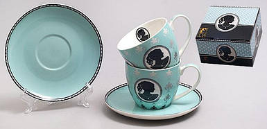 Чайний набір 4 предмети 280мл із блюдцями BonaDi 245-S12 VE