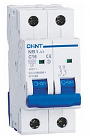 Модульний автоматичний вимикач CHINT Electric NXB-63 2P 16А 6кА х-ка C для кріплення на DIN-рейку