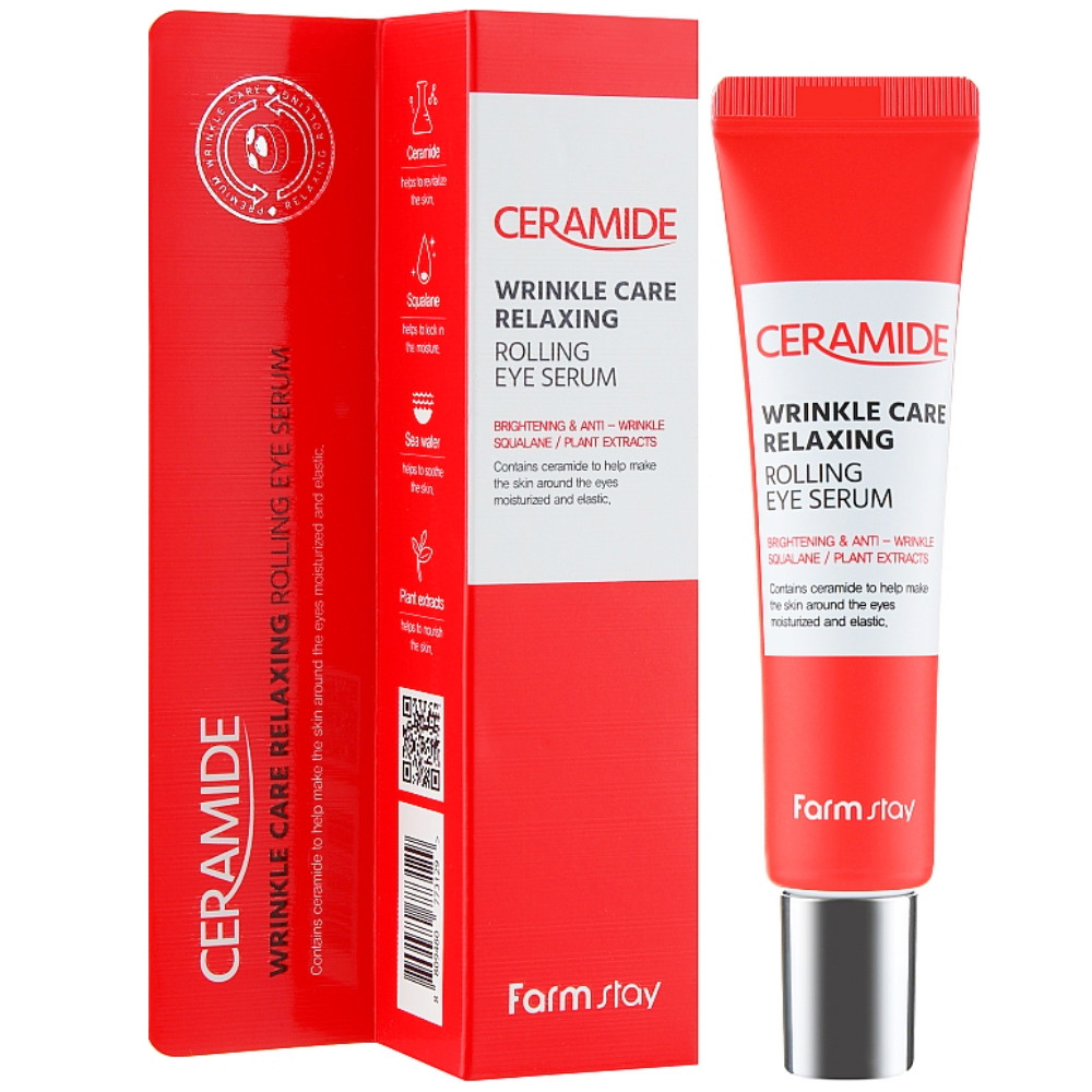 Антивікова сироватка для шкіри навколо очей Farmstay Ceramide Wrinkle Care Relaxing Rolling Eye Serum 25 мл