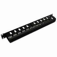 Кабельний організатор 1U металевий перфорований, чорний