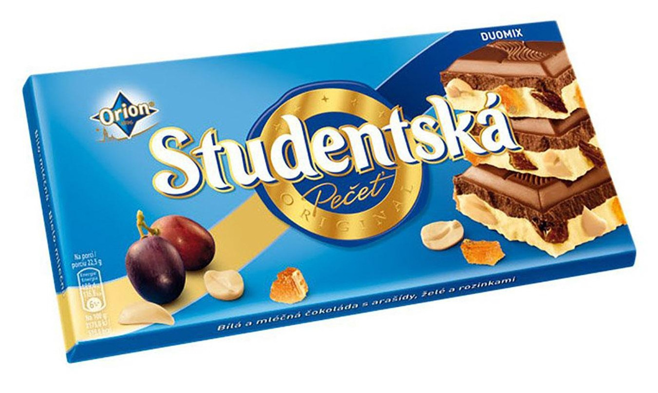 Шоколад Studentska Pecet Mlecna 180g, Чехія