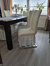 Чохли на стільці Кремові весільні турецькі, універсальні чохли на стільці накидки Кремовий Натуральний