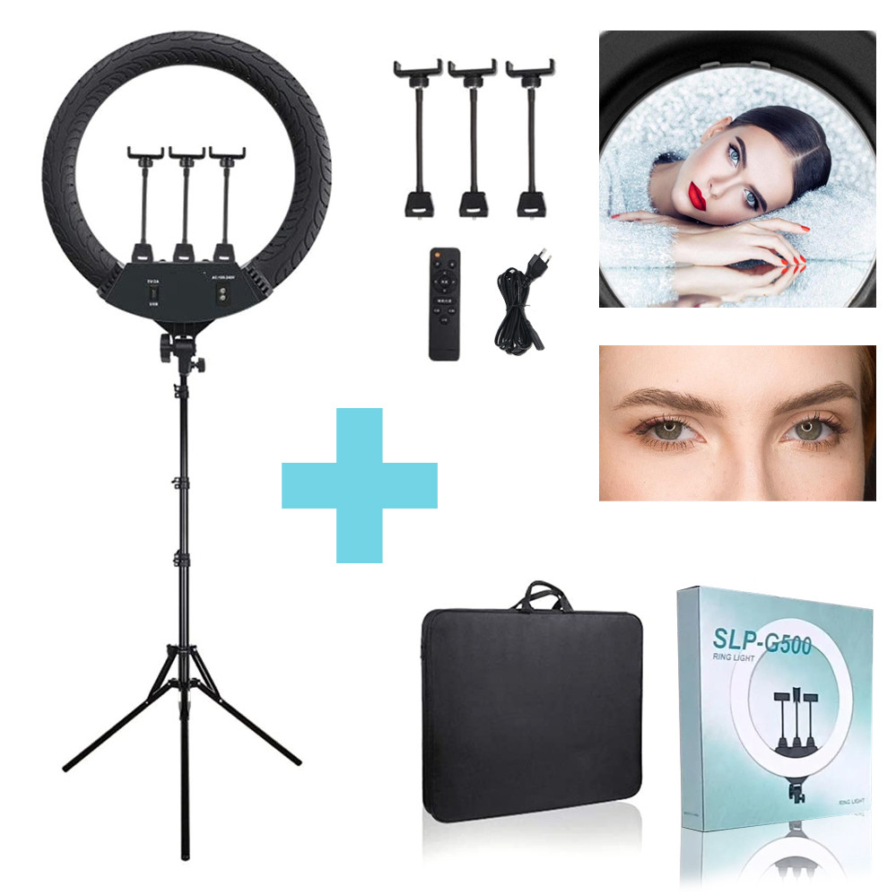 Кільцева світлодіодна LED лампа 45 см з пультом і чохлом Набір блогера 2в1 Селфи кільце з штативом 2м, фото 1