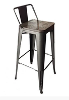 Барный стул высокий Толикс-Back-W металлический матовый сидение-деревянное