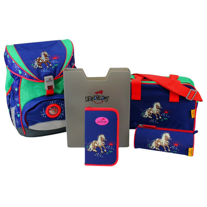 Шкільний ранець DerDieDas Ergoflex Happy pony Щаслива поні з наповненням (5 предметів)