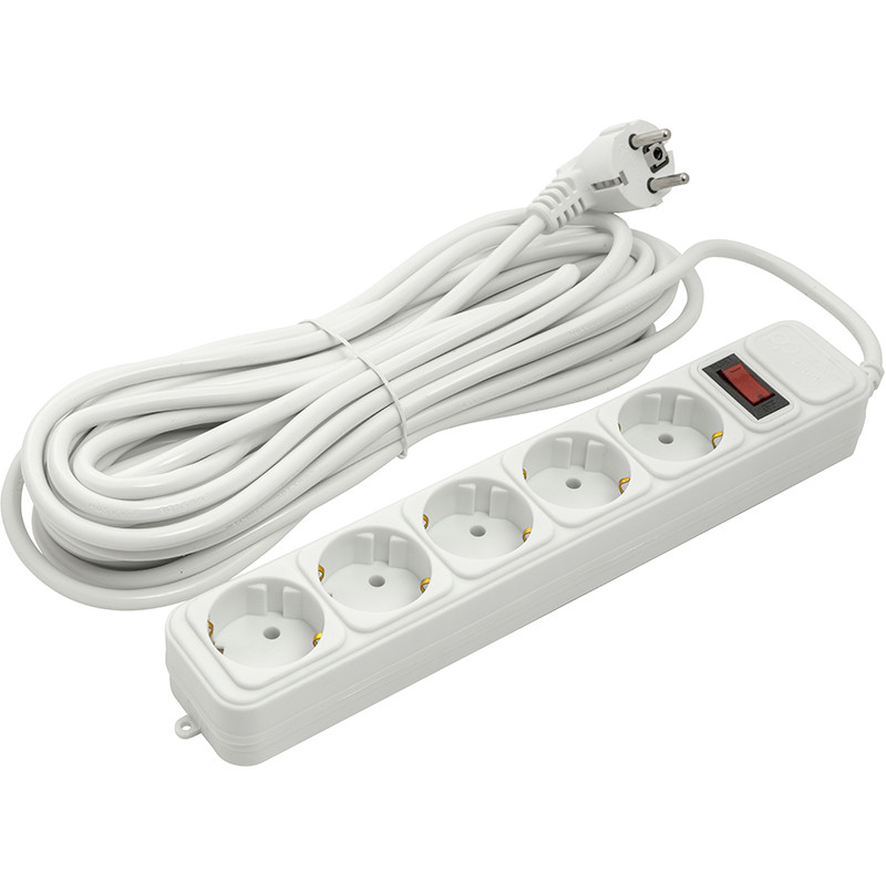 Мережний фільтр PowerPlant 10 м, 3x1.5м2, 10А, 5 розеток, євростанська (JY-1056/10)