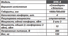 Плита електрична на 4 конфорки промислова ЕПК-4Б еталон, фото 2