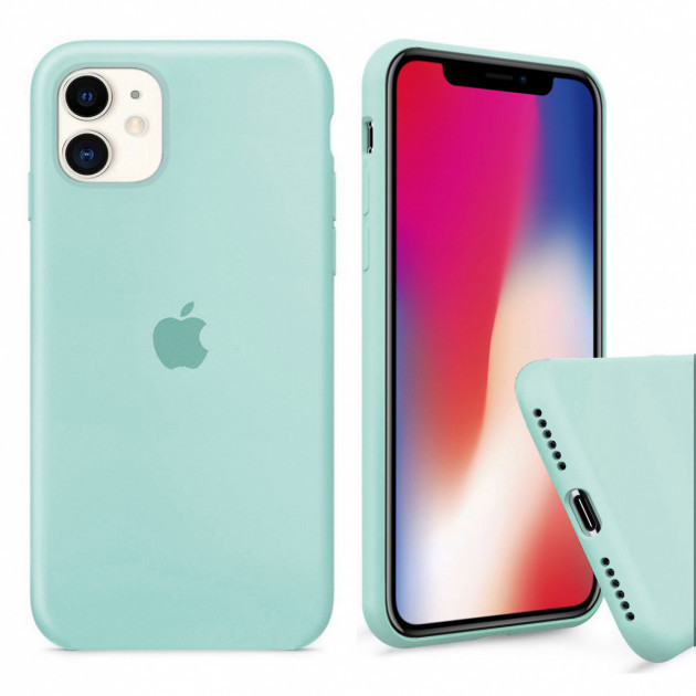 Чохол Silicone FULL case для IPhone 12 Sea Blue бірюзовий