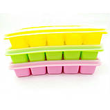 Силіконова форма Ytech для льоду із силіконовою кришкою 15 кубиків по 17 х 11 см рожева, фото 3