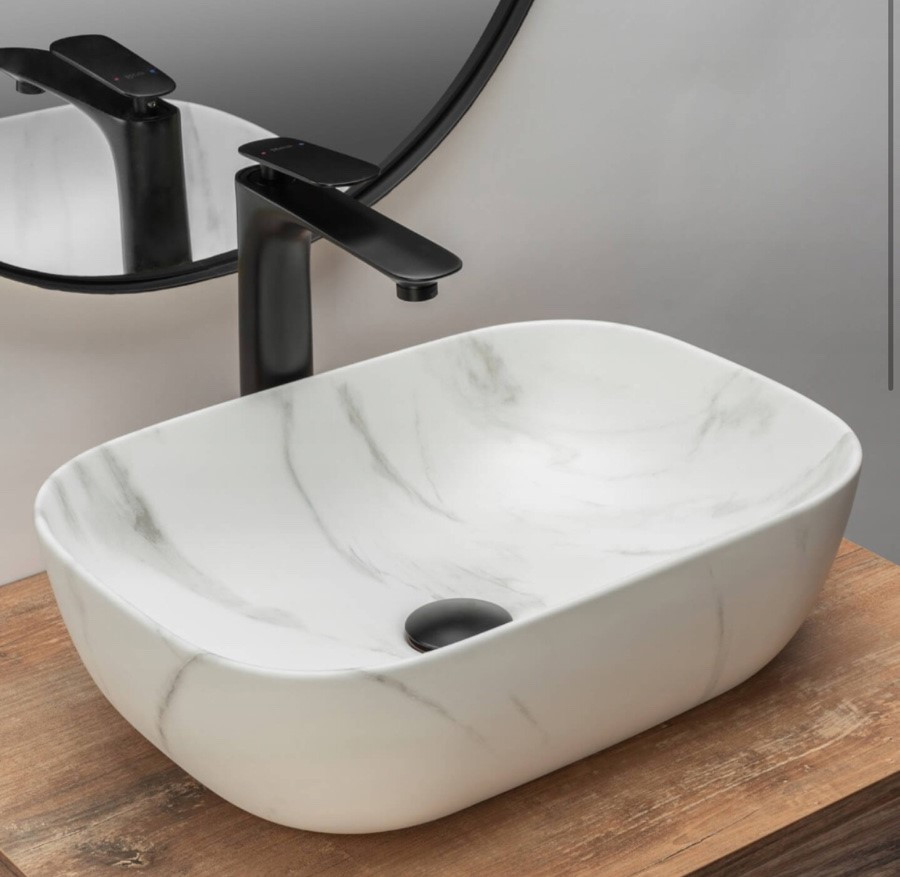 Умивальник накладний Rea Belinda Marble Mat 46 cм, фото 1