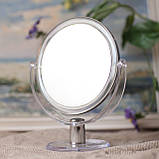 Дзеркало косметичне кругле двостороннє зі збільшенням на ніжці в рамі D=16 см TITANIA art.1585 L, фото 8