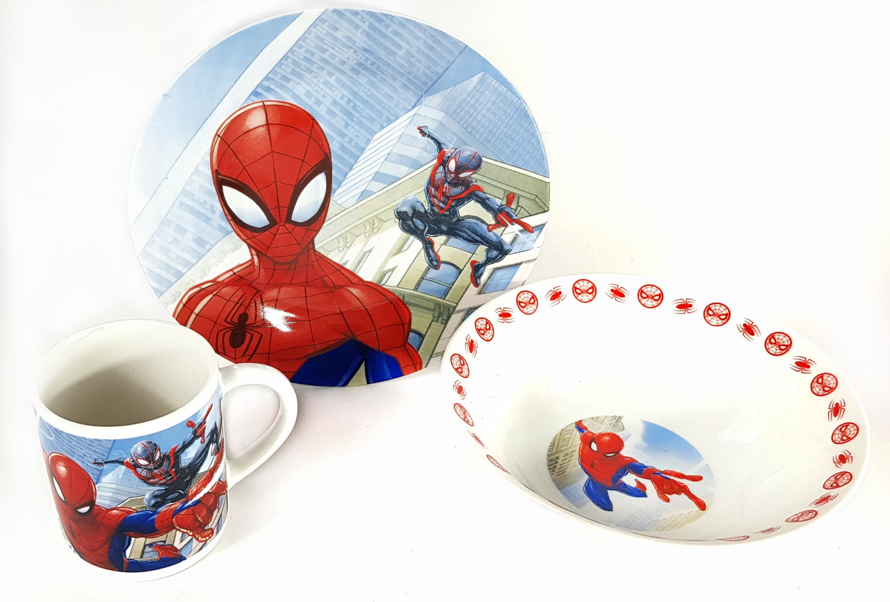 Набір дитячого посуду Людина павук (Spider Man) 3 предмети кераміка