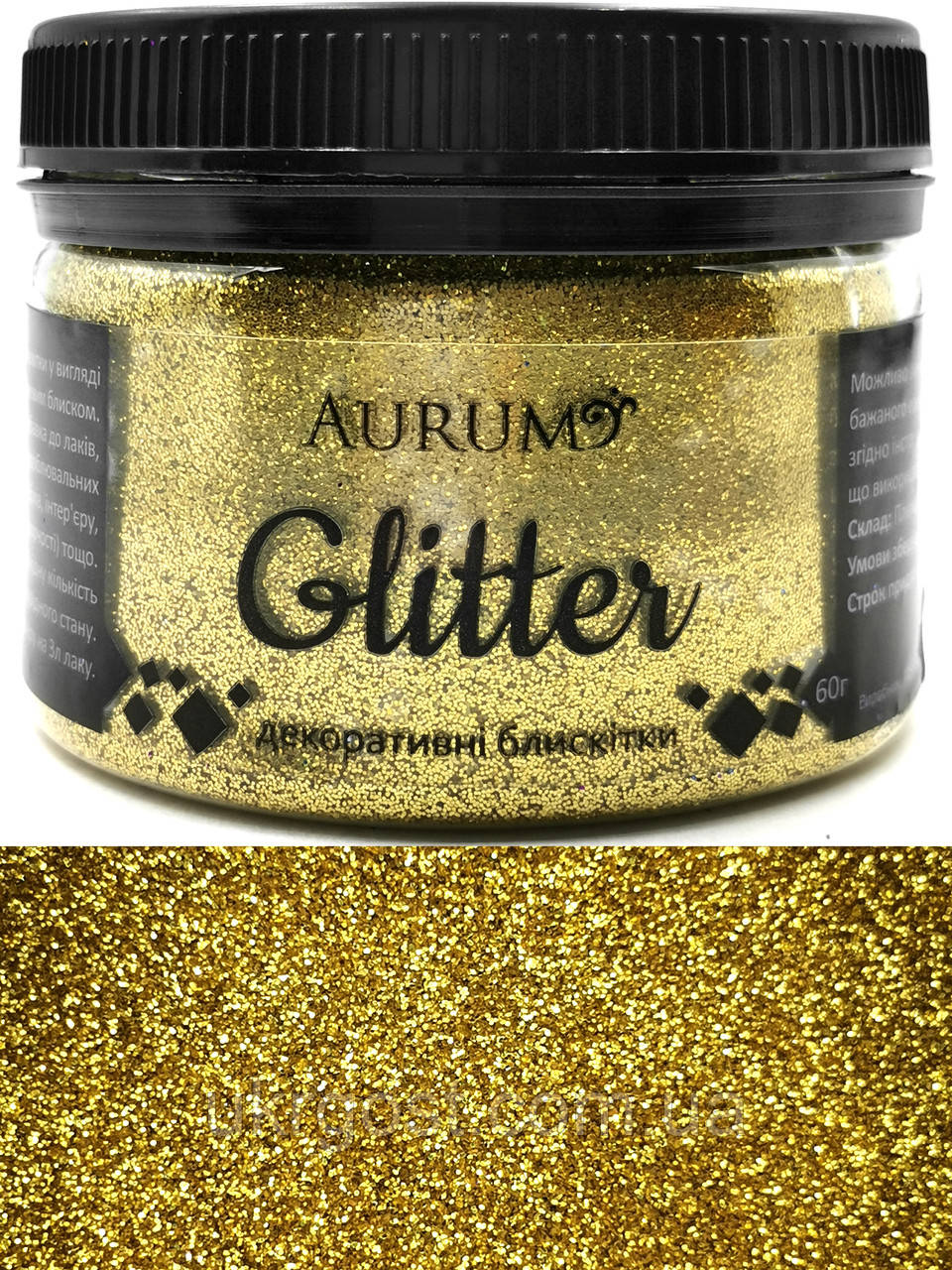 Глітер декоративні блискітки Aurum Золотий 1/128 (0,2 мм) 60 г