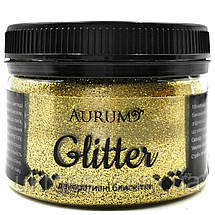 Глітер декоративні блискітки Aurum Золотий 1/128 (0,2 мм) 60 г, фото 5