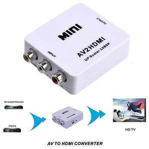 Перехідник конвертер AV (RCA) to HDMI Адаптер аудіо і відеосигналу AV2HDMI Перетворювач міні 1080р