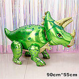 Фольгована куля 3D Динозавр із рогом Зелений.Розмір 91*55 см.В індивідуальному пакованні 1920, фото 2