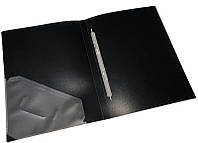 Папка 4Office А4 со скоросшивателем+карман, черная.