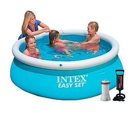 Надувний басейн Intex, 183х51 см (картриджний фільтр-насос 2 006 л/год, тент, підстилка, насос)