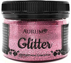 Глітер декоративні блискітки Aurum Рожевий 1/128 (0,2 мм) 60 г, фото 4