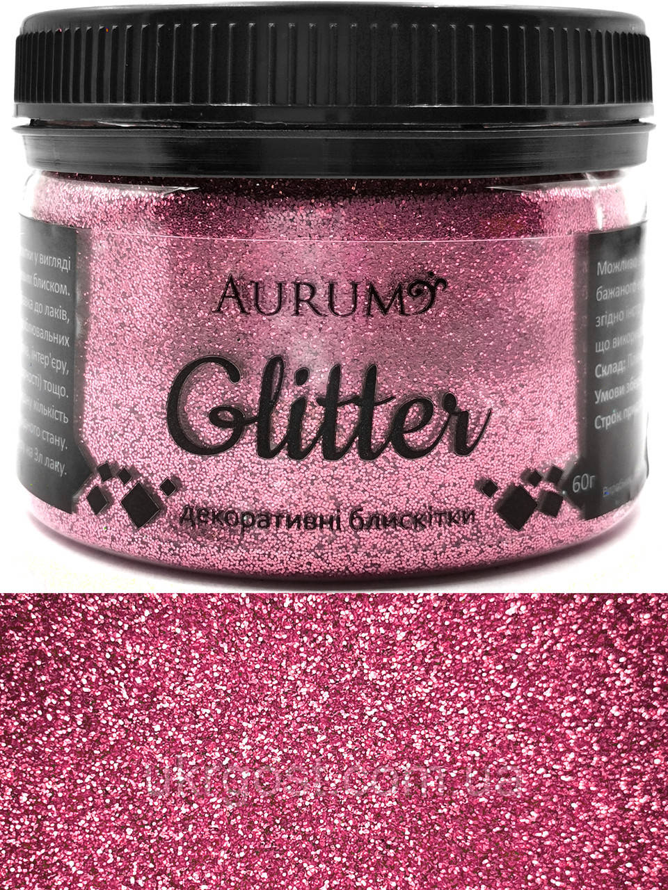 Глітер декоративні блискітки Aurum Рожевий 1/128 (0,2 мм) 60 г