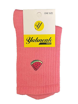 Високі спортивні шкарпетки з вишивкою кавун рожеві ( Yalinncak ), фото 2