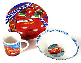 Набір дитячої керамічного посуду Тачки 3 предмета Cars Red