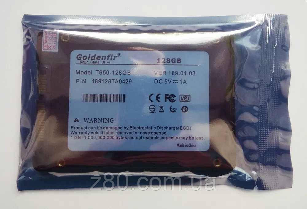 SSD Goldenfir 128 GB, 2.5 SATA (чт.-530 МБ/сек, зх.- 480 МБ/сек )
