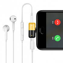 Перехідник спліттер Alitek USB Type-C - 3.5 мм навушники + USB Type-C зарядка Black/Yellow, фото 3