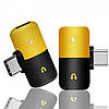 Перехідник спліттер Alitek USB Type-C - 3.5 мм навушники + USB Type-C зарядка Black/Yellow, фото 2